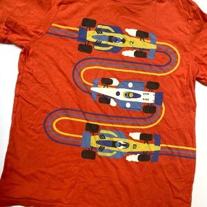 Hanna Andersson Vibrant Orange Tee with Fun Race Car Graphic